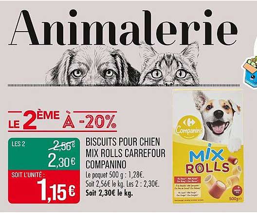 BISCUITS POUR CHIEN MIX ROLLS CARREFOUR COMPANINO