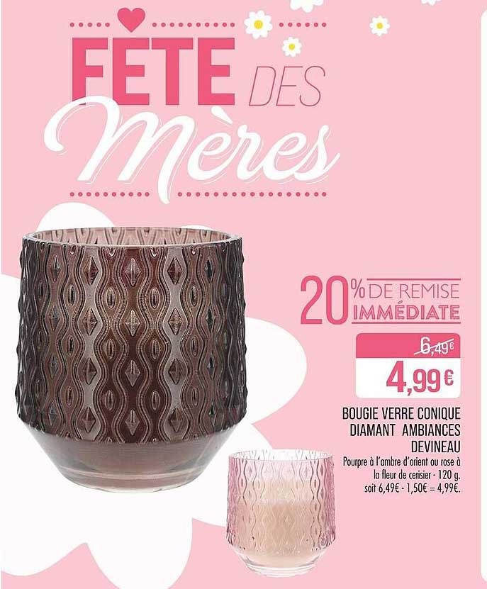 BOUGIE VERRE CONIQUE DIAMANT AMBIANCES DEVINEAU