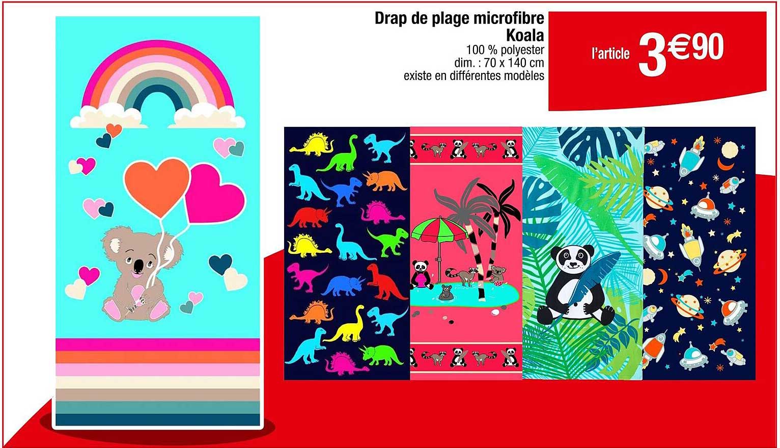 Drap de plage microfibre Koala
