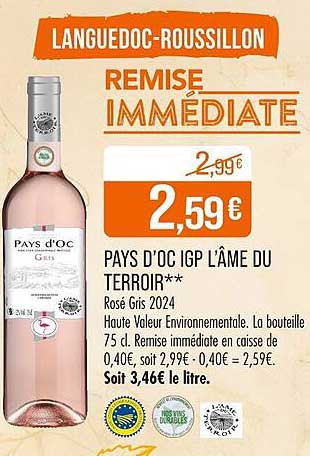 PAYS D'OC IGP L'ÂME DU TERROIR Rosé Gris 2024