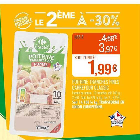 Poitrine Tranches Fines Fumée