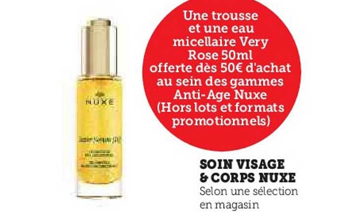 Une trousse et une eau micellaire Very Rose 50ml offerte dès 50€ d'achat au sein des gammes Anti-Age Nuxe (Hors lots et formats promotionnels)