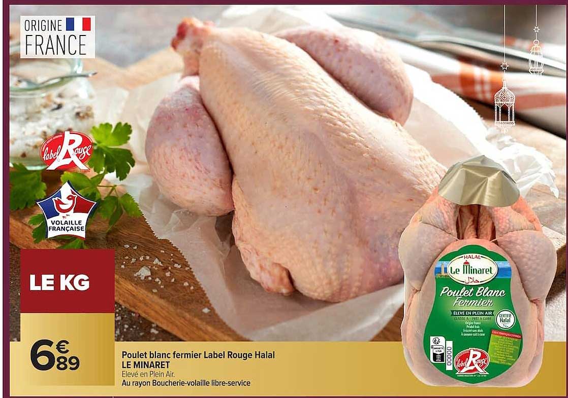 Poulet blanc fermier Label Rouge Halal LE MINARET