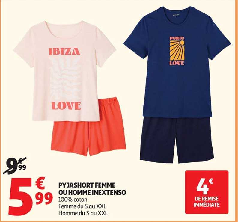 PYJASHORT FEMME OU HOMME INEXTENSO