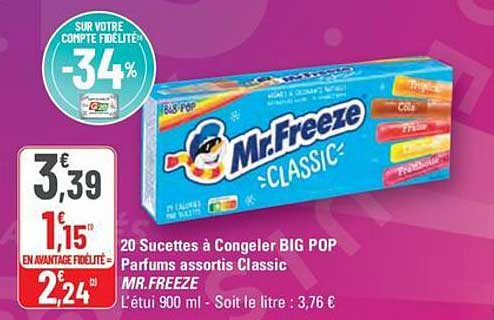 20 Sucettes à Congeler BIG POP Parfums assortis Classic