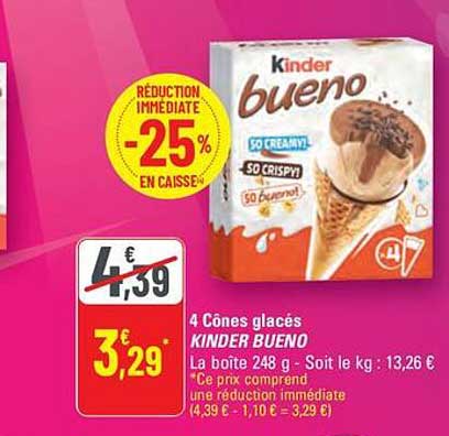 4 Cônes glacés KINDER BUENO