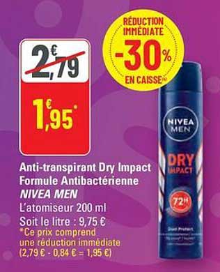 Anti-transpirant Dry Impact Formule Antibactérienne NIVEA MEN