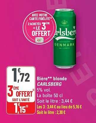 Bière** blonde CARLSBERG 5% vol.
