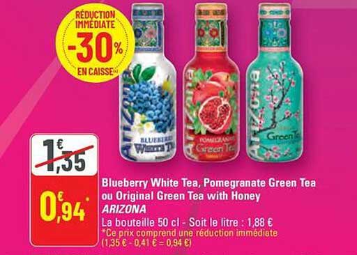 Blueberry White Tea, Pomegranate Green Tea ou Original Green Tea with Honey