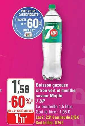 Boisson gazeuse citron vert et menthe saveur Mojito