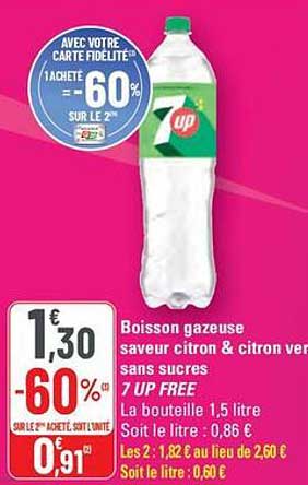 Boisson gazeuse saveur citron & citron vert sans sucres