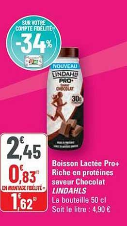 Boisson Lactée Pro+ Riche en protéines saveur Chocolat LINDAHLS