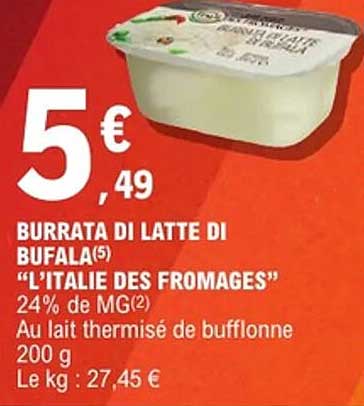 BURRATA DI LATTE DI BUFALA "L'ITALIE DES FROMAGES"