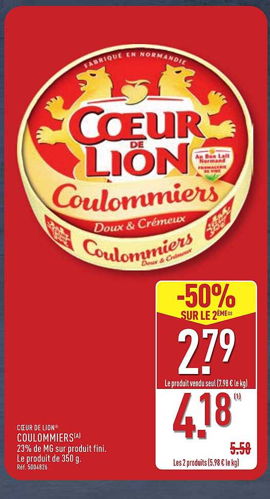 Coulommier Coeur de Lion -50% sur le 2ème