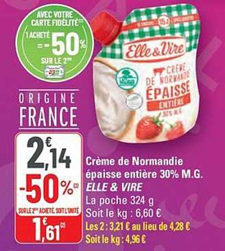 Crème de Normandie épaisse entière 30% M.G. ELLE & VIRE