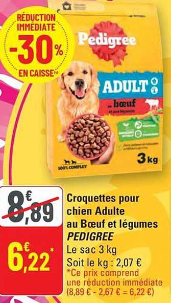 Croquettes pour chien Adulte au Bœuf et légumes PEDIGREE