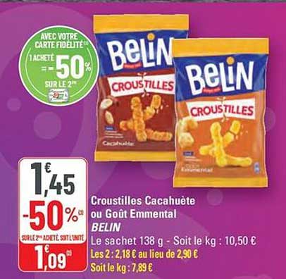 Croustilless Cacahuète ou Goût Emmental