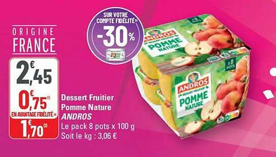 Dessert Fruiter Pomme Nature ANDROS