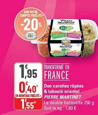 Duo carottes râpées & taboulé oriental PIERRE MARTINET