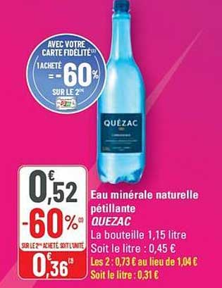 Eau minérale naturelle pétillante QUEZAC