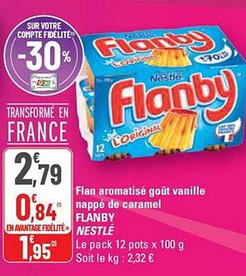 Flan aromatisé goût vanille nappé de caramel