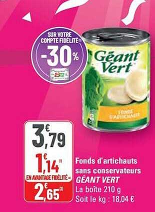 Fonds d'artichauts sans conservateurs GÉANT VERT