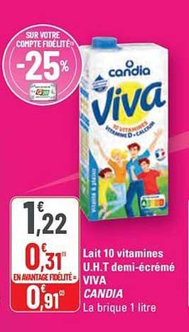 Lait 10 vitamines U.H.T demi-écrémé VIVA