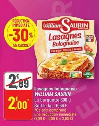 Lasagnes bolognaise WILLIAM SAURIN