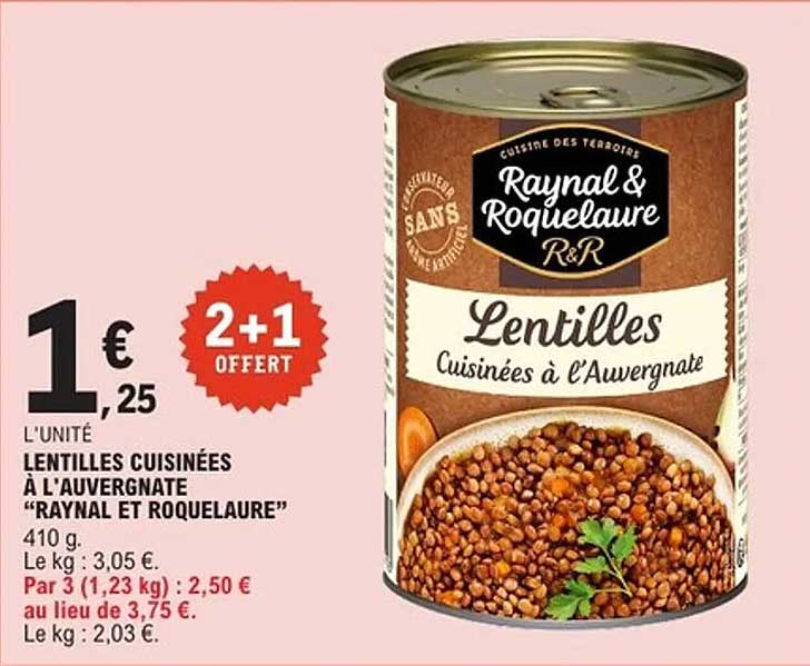 LENTILLES CUISINÉES À L'AUVECGANTE "RAYNAL ET ROQUELAURE"