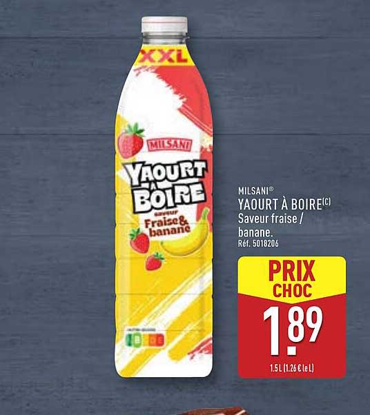 MILSAN® YAOURT À BOIRE Saveur fraise / banane