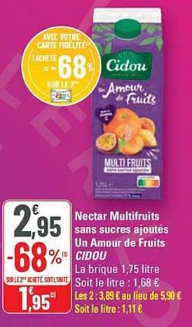 Nectar Multifruits sans sucres ajoutés Un Amour de Fruits Cidou