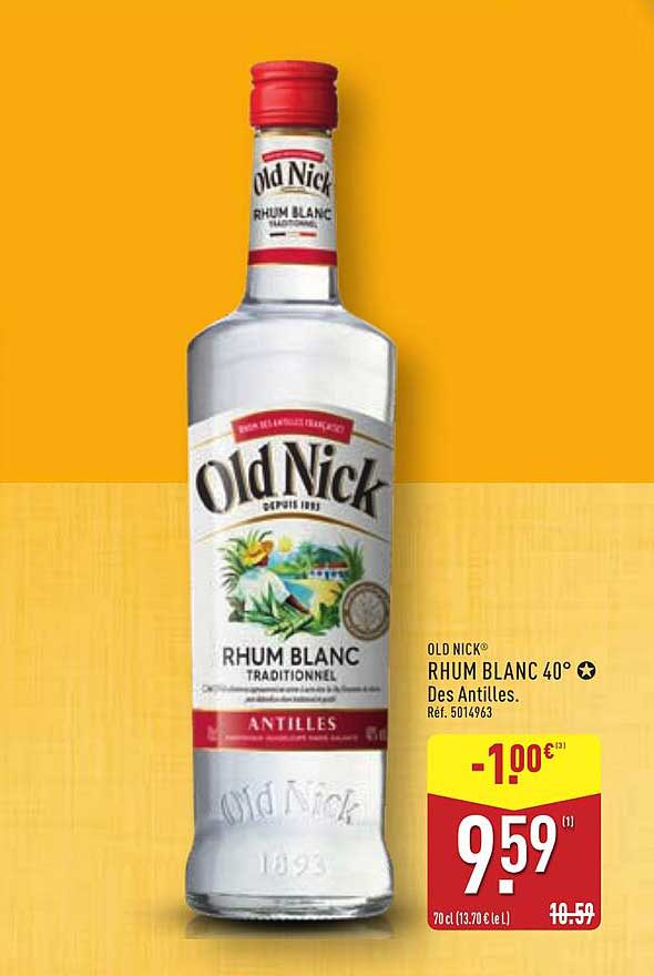 OLD NICK® RHUM BLANC 40° Des Antilles.