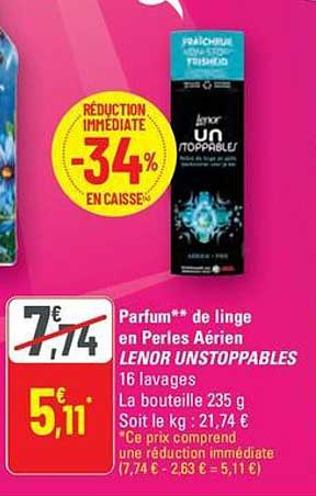 Parfum** de linge en Perles Aérien LENOR UNSTOPPABLES