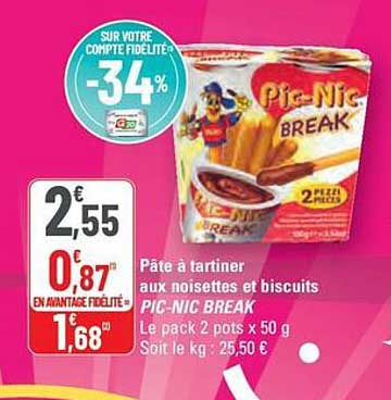 Pâte à tartiner aux noisettes et biscuits PIC-NIC BREAK
