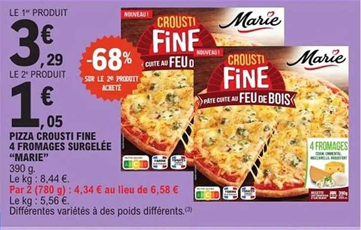 Pizza Crousti Fine 4 Fromages Surgelée "Marie"