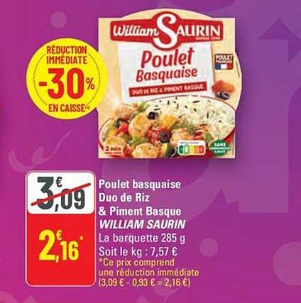 Poulet basquaise Duo de Riz & Piment Basque