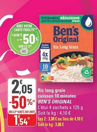 Riz long grain cuisson 10 minutes BEN'S ORIGINAL