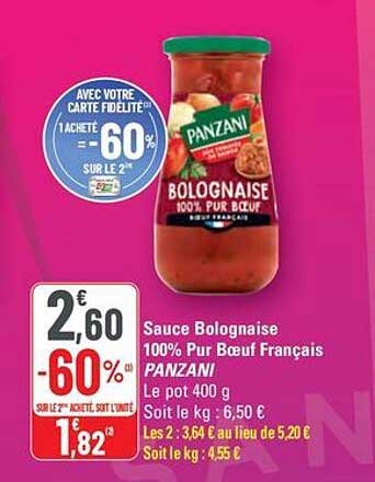 Sauce Bolognaise 100% Pur Bœuf Français PANZANI