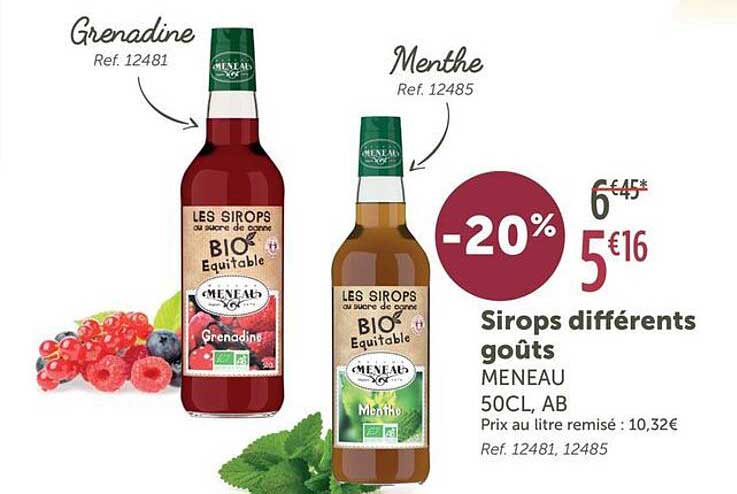 Sirop différents goûts