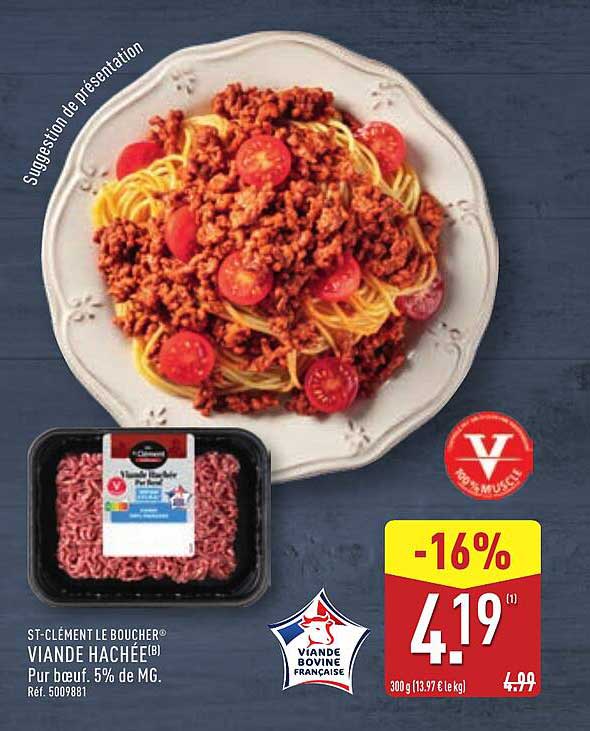 ST-CLÉMENT LE BOUCHER® VIANDE HACHÉE® Pur boeuf, 5% de MG.