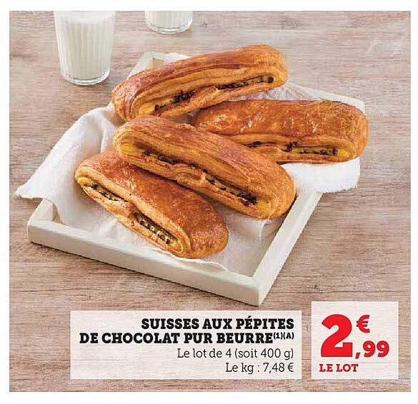 SUISSES AUX PÉPITES DE CHOCOLAT PUR BEURRE