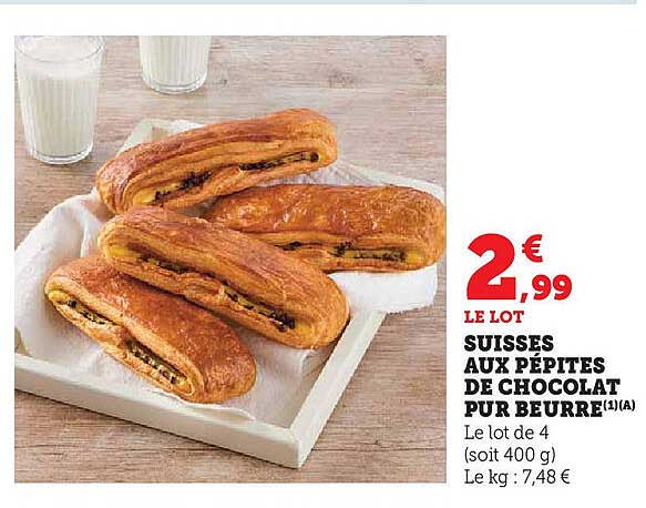 SUISSES AUX PÉPITES DE CHOCOLAT PUR BEURRE