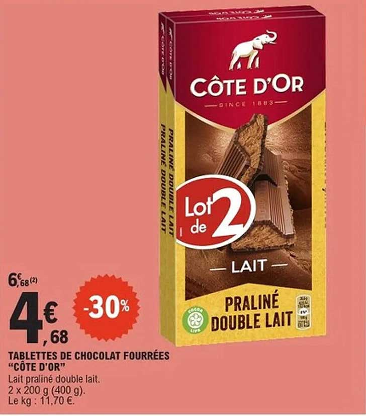 TABLETTES DE CHOCOLAT FOURRÉES "CÔTE D'OR"