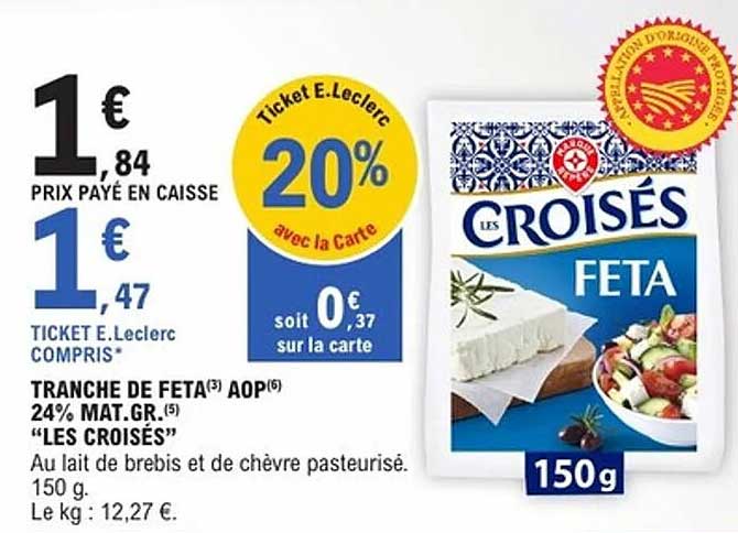 Tranche de FETA AOP 150 g - Les Croisés