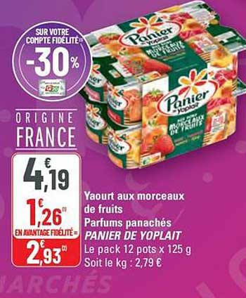 Yaourt aux morceaux de fruits Parfums panachés PANIER DE YOPLAIT