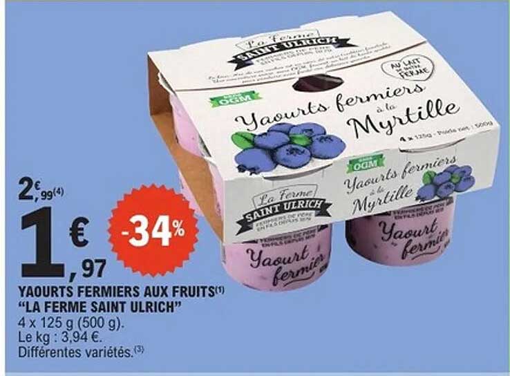 YAOURTS FERMIERS AUX FRUITS "LA FERME SAINT ULRICH"