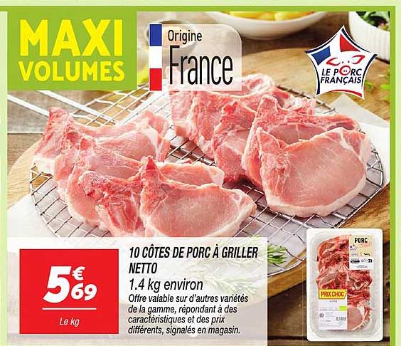 10 CÔTES DE PORC À GRILLER NETTO
