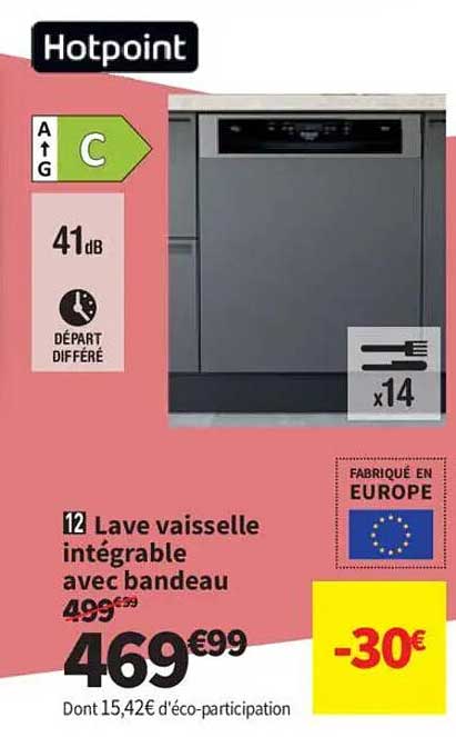 12 Lave vaisselle intégrable avec bandeau
