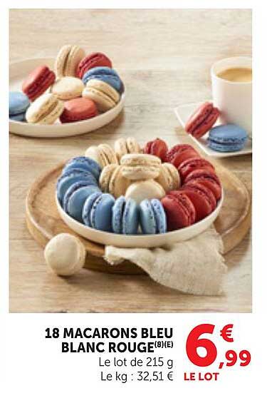 18 MACARONS BLEU BLANC ROUGE