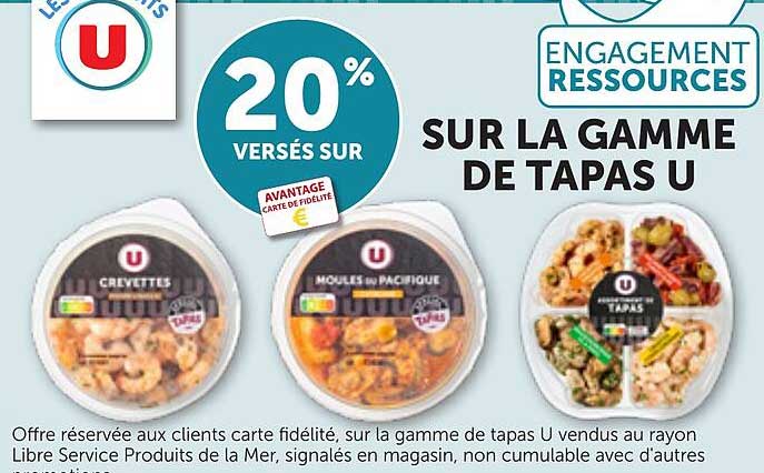 20% versés sur la gamme de tapas U